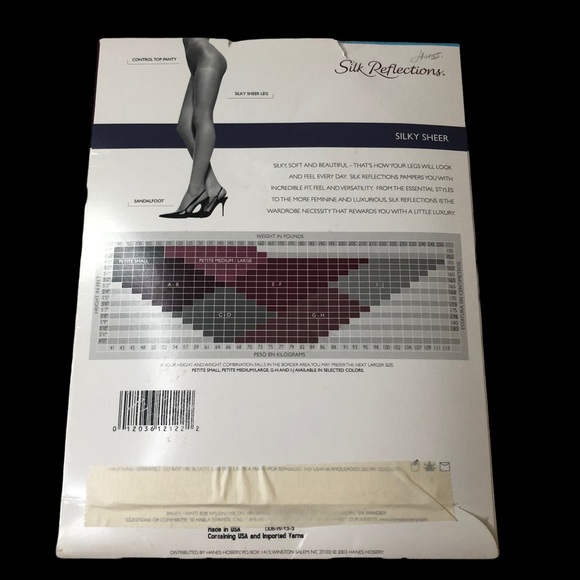 NOS Hanes Silk Reflections Control Top Sandalfoot Panty Hose Travel Buff SZ EF - Picture 2 of 5